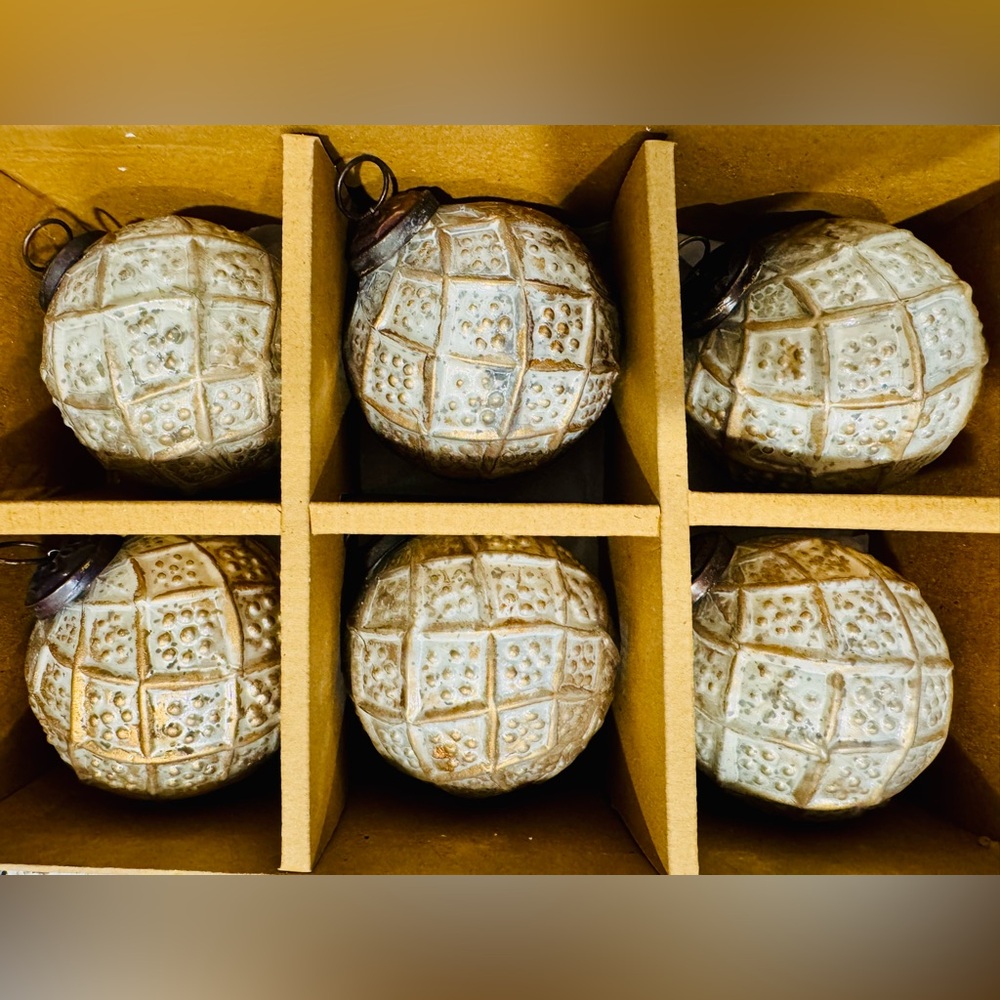 Meilleurs Voeux “Serene Spaces”Elegant Cream Holiday Ornaments Set